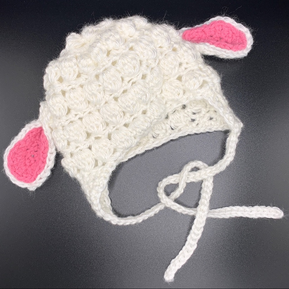 Newborn Baby Lamb Hat - crochet handmade 0-3 month size